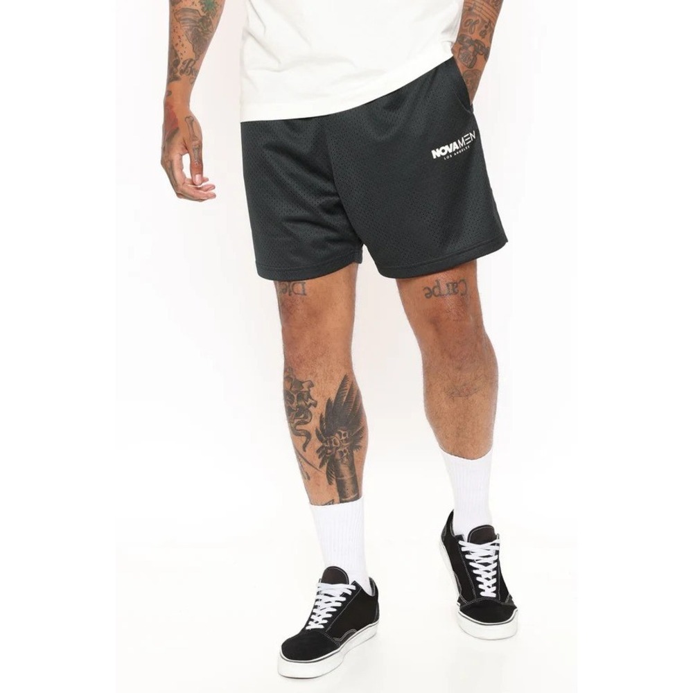 Novamen Mesh Shorts Black Size M‎ Drawstring Pull On Athleisure Workout Casual